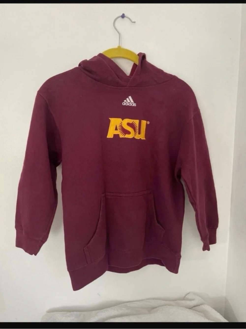 adidas Kids ASU Maroon Pullover Hoodie with Gold Logo